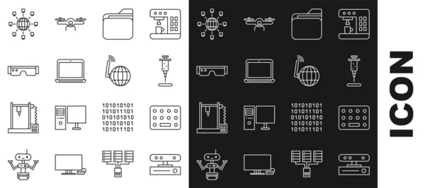 주머니의 Syringe 노트북 스마트 글래스 네트워크 아이콘 Vector — 스톡 벡터