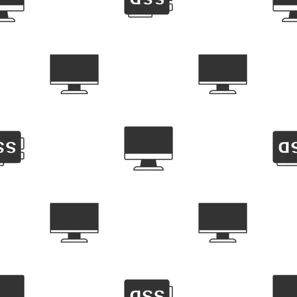 Imposta Scheda Ssd Schermo Del Monitor Del Computer Modello Senza — Vettoriale Stock