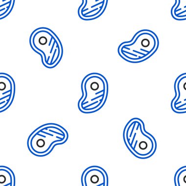 Line Biftek ikonu beyaz arka planda izole edilmiş pürüzsüz desen. Renkli taslak konsepti. Vektör