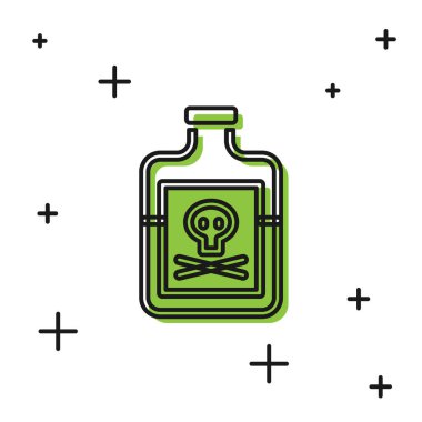 Siyah zehir beyaz arka planda izole edilmiş bir şişe ikonu. Bir şişe zehir ya da zehirli kimyasal toksin. Vektör.