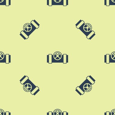 Mavi Endüstri metalik borular ve kapakçık ikonu sarı arka planda izole edilmiş pürüzsüz desen. Vektör