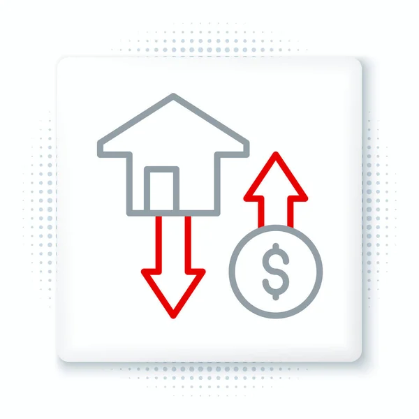 Casa Linha Com Símbolo Dólar Ícone Isolado Fundo Branco Casa — Vetor de Stock