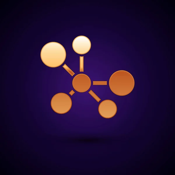 Значок Золотая Молекула Выделен Черном Фоне Структура Молекул Химии Преподаватели — стоковый вектор