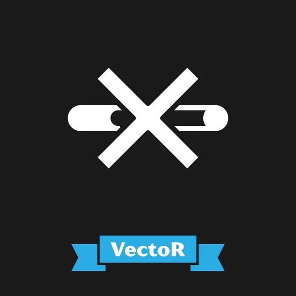 White Smoking Symbol Isoliert Auf Schwarzem Hintergrund Zigarettensymbol Vektor — Stockvektor