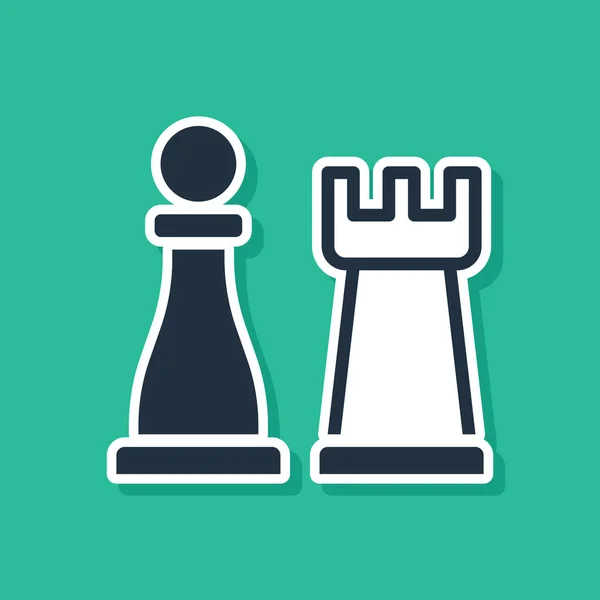 Ikona Modré Šachy Izolovaná Zeleném Pozadí Obchodní Strategie Hra Management — Stockový vektor