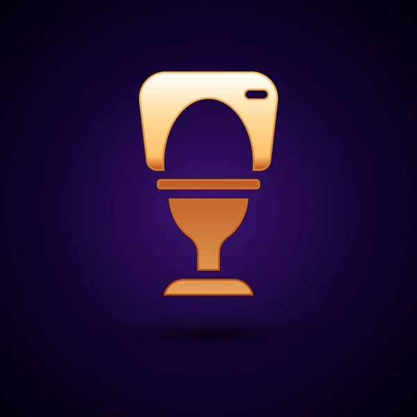 Gouden Toiletpot Pictogram Geïsoleerd Zwarte Achtergrond Vector — Stockvector