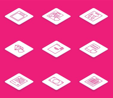 Satır içi boş formu, Kalkan, grafik çizelgesi, Elmas, Kişisel klasör, Akıllı Telefon sigortası, Dosya belgesi ve kağıt para para ikonu içeren belge ayarlayın. Vektör