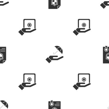 Sözleşmeyi kalkanla, Şemsiye 'yi de elinde ve güvenli bir şekilde düzenle. Vektör