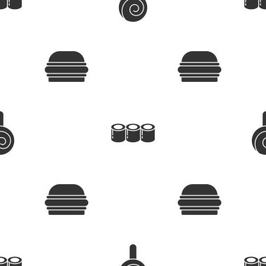 Lolipop, Suşi ve Burger 'i kusursuz bir kalıba sokun. Vektör