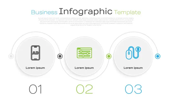 Definir Linha Publicidade Configuração Navegador Modelo Infográfico Negócios Vetor — Vetor de Stock