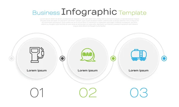 設定ラインガソリンまたはガソリンスタンド 場所と石油鉄道のシスタンダー ビジネスインフォグラフィックテンプレート ベクトル — ストックベクタ