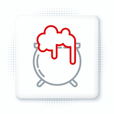 Çizgi cadısı kazan simgesi beyaz arkaplanda izole edildi. Aziz Patrick gününüz kutlu olsun. Renkli taslak konsepti. Vektör