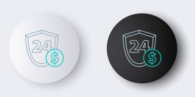 Dolar sembollü çizgi kalkanı gri arkaplanda izole edilmiş. Güvenlik kalkanı koruması. Para güvenliği konsepti. Renkli taslak konsepti. Vektör