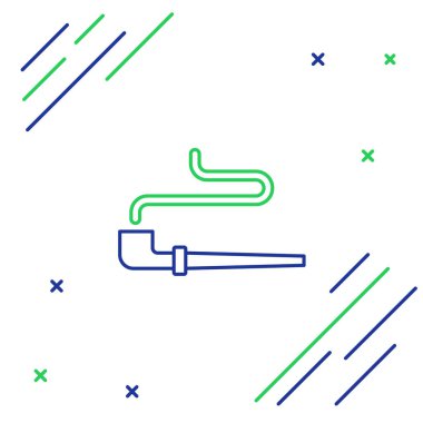 Amerikan yerlilerinin sigara içme ikonu beyaz arka planda izole edilmiş. Renkli taslak konsepti. Vektör