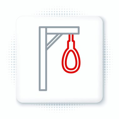 İp darağacı halat ikonu beyaz arkaplanda izole edildi. İpe bağlanmış halat. İntihar, asılma ya da linç. Renkli taslak konsepti. Vektör