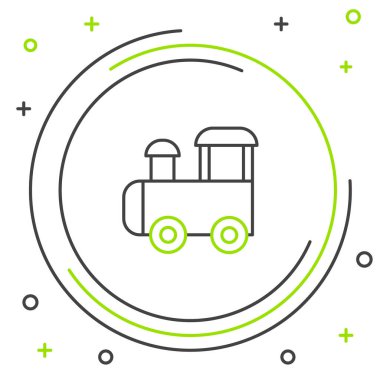 Çizgi Oyuncak tren simgesi beyaz arkaplanda izole edildi. Renkli taslak konsepti. Vektör