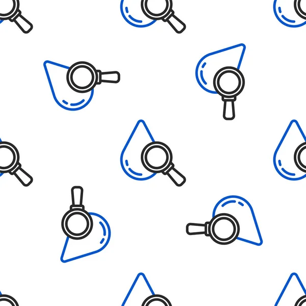 Damla ve büyüteç simgesi beyaz arka planda izole edilmiş kusursuz desen. Renkli taslak konsepti. Vektör