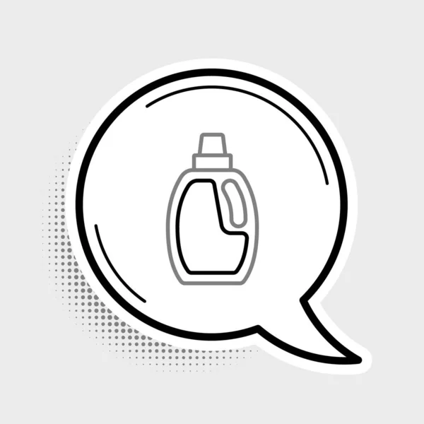 Linia Plastikowa butelka do detergentu piorącego, wybielacza, płynu do zmywania naczyń lub innej ikony środka czyszczącego izolowanej na szarym tle. Kolorowy koncept. Wektor — Wektor stockowy