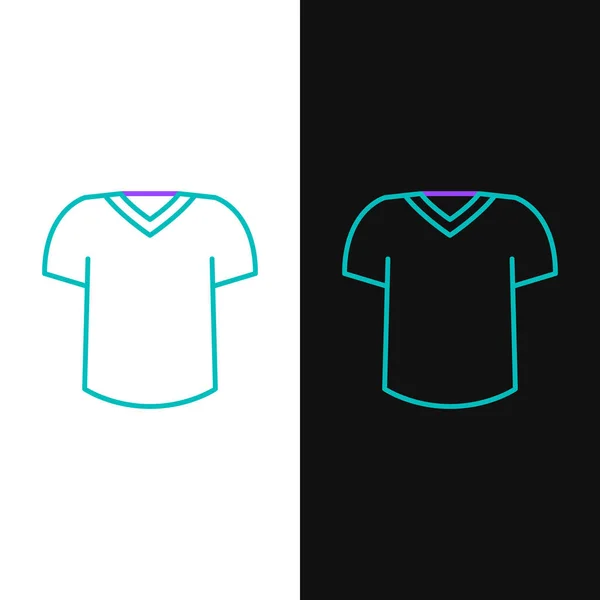 Line T-shirt ikon isolerad på vit och svart bakgrund. Färgstarkt skisskoncept. Vektor — Stock vektor