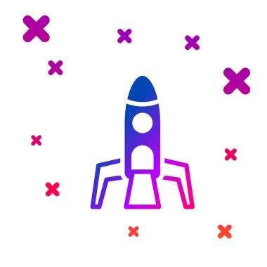 Renkli Roket gemisi simgesi beyaz arkaplanda izole edildi. Uzay yolculuğu. Kademeli rastgele dinamik şekiller. Vektör