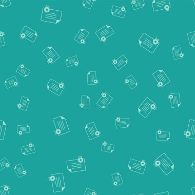 Yeşil Sertifika şablon simgesi yeşil arkaplanda izole edilmiş pürüzsüz desen. Başarı, ödül, diploma, burs, diploma kavramları. Vektör