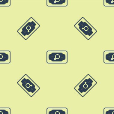 Mavi Para büyüyen kadın ikonu sarı arka planda kusursuz desen izole etti. Gelir kavramı. İş büyümesi. Yatırım, tasarruf ve para yönetimi. Vektör