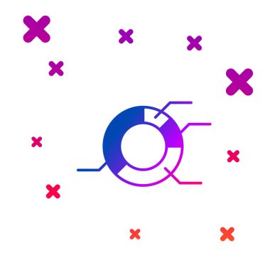 Renkli pasta grafiği bilgi simgesi beyaz arkaplanda izole edildi. Diyagram çizelgesi. Kademeli rastgele dinamik şekiller. Vektör