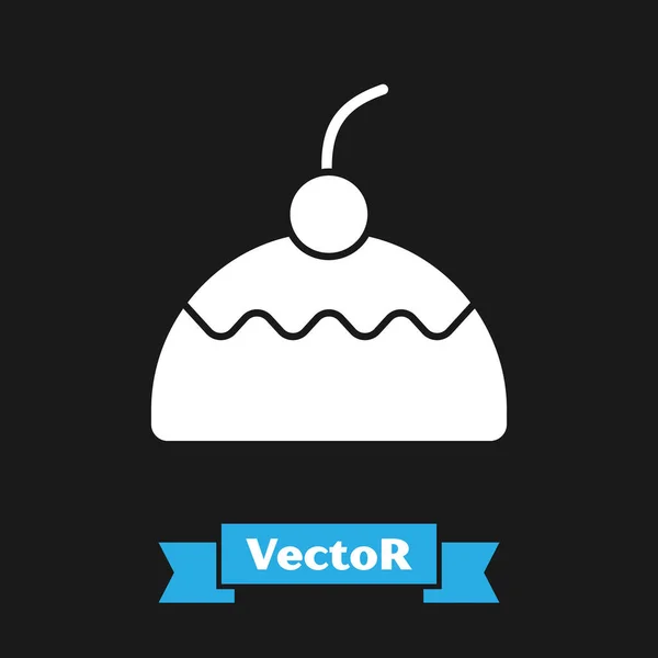 White Cake Symbol isoliert auf schwarzem Hintergrund. Alles Gute zum Geburtstag. Vektor — Stockvektor