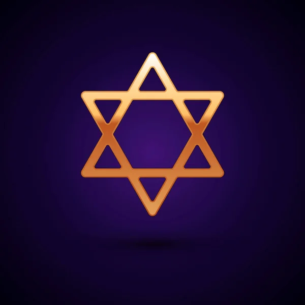 Ikon Bintang Emas Daud terisolasi pada latar belakang hitam. Simbol agama Yahudi. Simbol Israel. Vektor - Stok Vektor