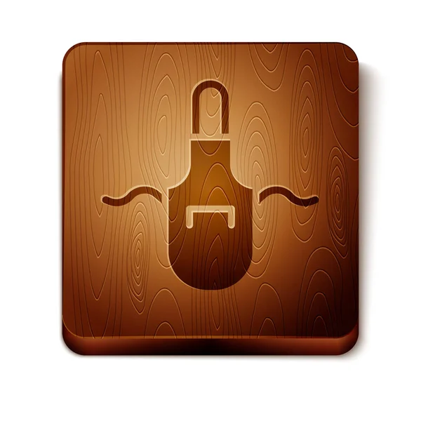 Tablier de cuisine brun icône isolée sur fond blanc. Uniforme de chef cuisinier. Bouton carré en bois. Vecteur — Image vectorielle
