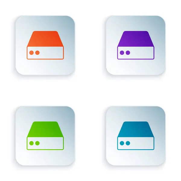 Färg Server, Data, Web Hosting ikonen isolerad på vit bakgrund. Ställ färgglada ikoner i fyrkantiga knappar. Vektor — Stock vektor