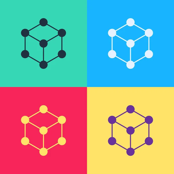 Pop art Molecule pictogram geïsoleerd op kleur achtergrond. Structuur van moleculen in de chemie, wetenschap docenten innovatieve educatieve poster. Vector — Stockvector