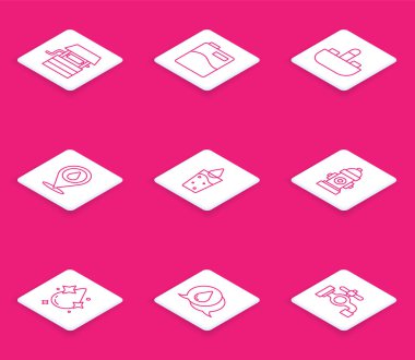 Hattı kova, büyük şişe temiz su, lavabo musluğu, su damlası konumu, cam, yangın musluğu ve ikon ile kurun. Vektör