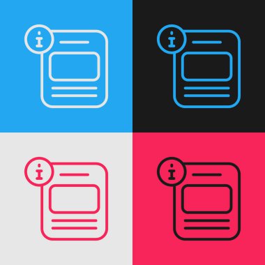 Pop sanat çizgisi bilgi simgesi renk arkaplanında izole edildi. Vektör