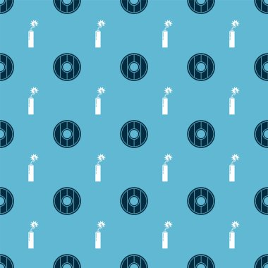 Yuvarlak ahşap kalkan ve Dynamite bomba çubuğu saatini kusursuz desene ayarlayın. Vektör