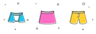 Set Men iç çamaşırı, etek ve kısa veya ikon. Vektör