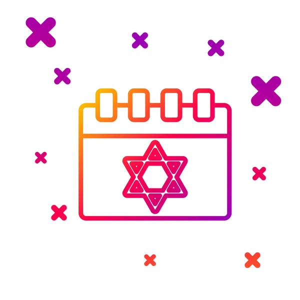 Χρωματική γραμμή εβραϊκό ημερολόγιο με αστέρι του David εικονίδιο απομονώνονται σε λευκό φόντο. Ημέρα ημερολογίου Χάνουκα. Βαθμιδωτά τυχαία δυναμικά σχήματα. Διάνυσμα — Διανυσματικό Αρχείο