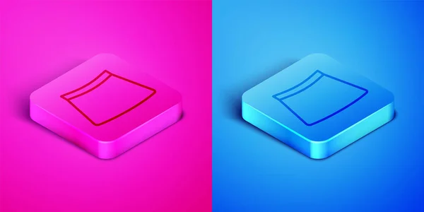 Isométrique ligne Jupe icône isolée sur fond rose et bleu. Bouton carré. Vecteur — Image vectorielle