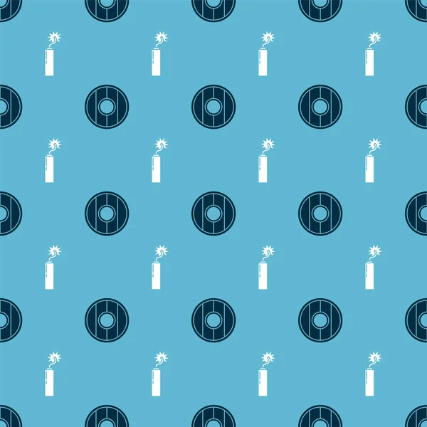 Yuvarlak ahşap kalkan ve Dynamite bomba çubuğu saatini kusursuz desene ayarlayın. Vektör