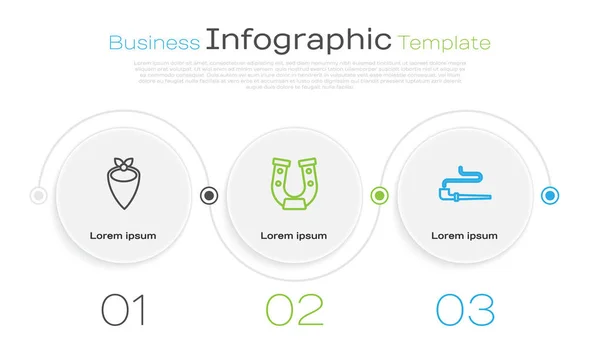 Set line Cowboy bandana, Horseshoe and Smoking pipe. Business infographic template. Vector — Stock Vector