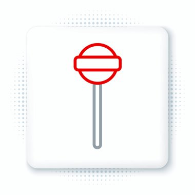 Line Lolipop simgesi beyaz arkaplanda izole edildi. Yemek, lezzetli bir sembol. Renkli taslak konsepti. Vektör.