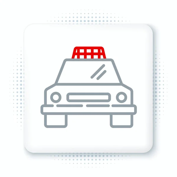 Line Taxi Ícone Carro Isolado Fundo Branco Conceito Esboço Colorido — Vetor de Stock