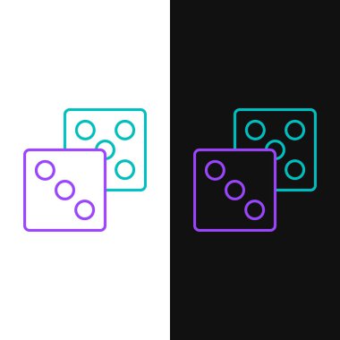 Çizgi Oyunu zar simgesi beyaz ve siyah arkaplanda izole edildi. Kumarhane kumarı. Renkli taslak konsepti. Vektör