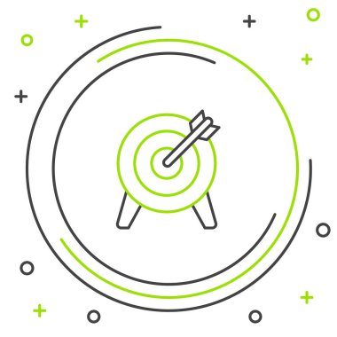 Satır Hedefi finansal hedef kavramı simgesi beyaz arkaplanda izole edildi. Sembolik hedeflere ulaşım, başarı. Renkli taslak konsepti. Vektör