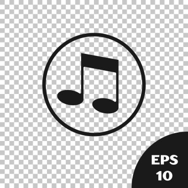 Siyah Müzik, şeffaf arkaplanda izole edilmiş ton simgesi. Vektör.