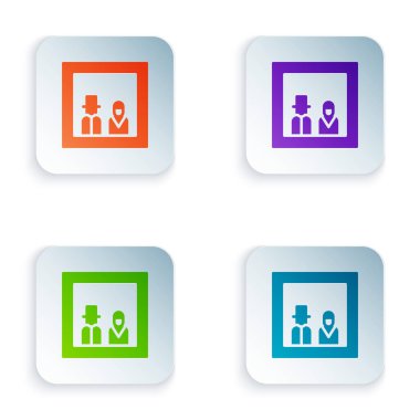 Renk Ailesi resim simgesi beyaz arkaplanda izole edildi. Kare düğmelere renkli simgeleri yerleştir. Vektör.