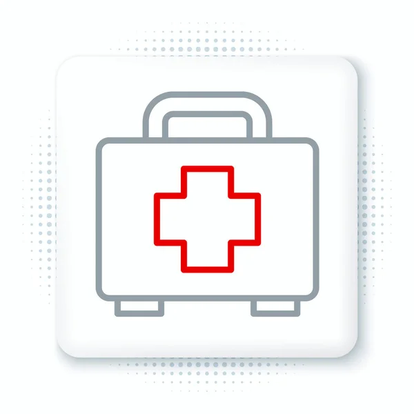 Line First Aid Kit Icon Isolated White Background Medical Box — Stock Vector