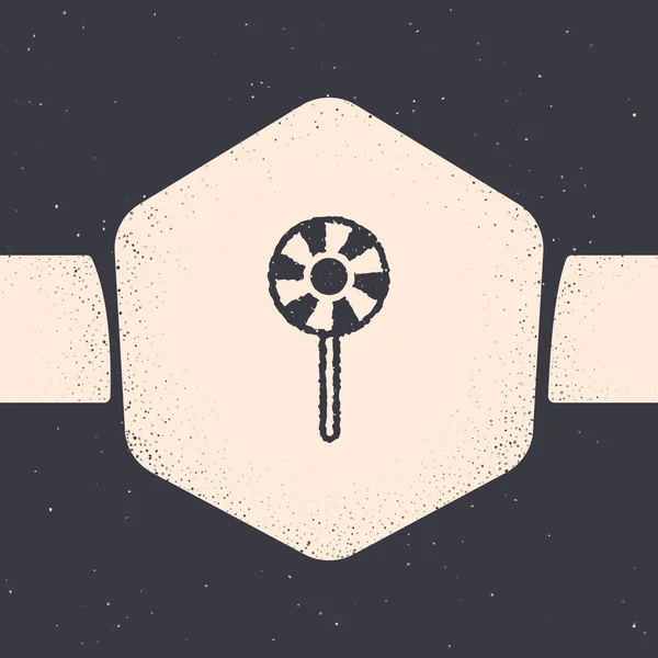 Icono Grunge Lollipop Aislado Sobre Fondo Gris Signo Caramelo Comida — Vector de stock