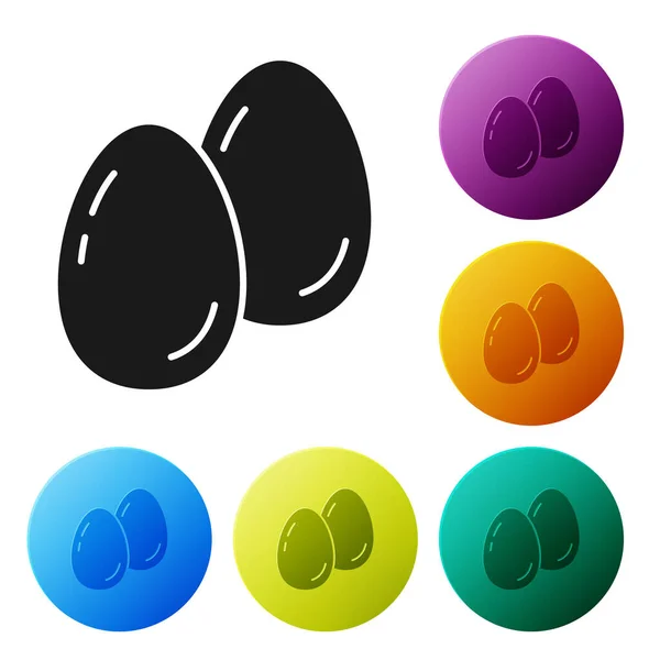 Black Easter Eggs Icon Isolated White Background Happy Easter Set — Stock Vector