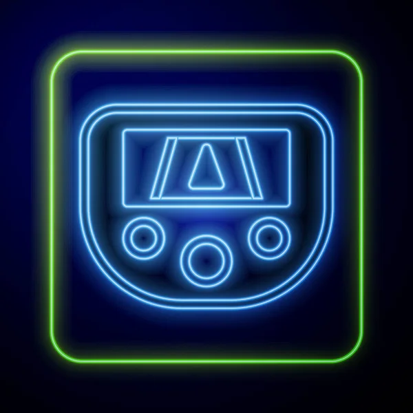 Leuchtendes Neon Gps Gerät Mit Kartensymbol Auf Blauem Hintergrund Vektor — Stockvektor